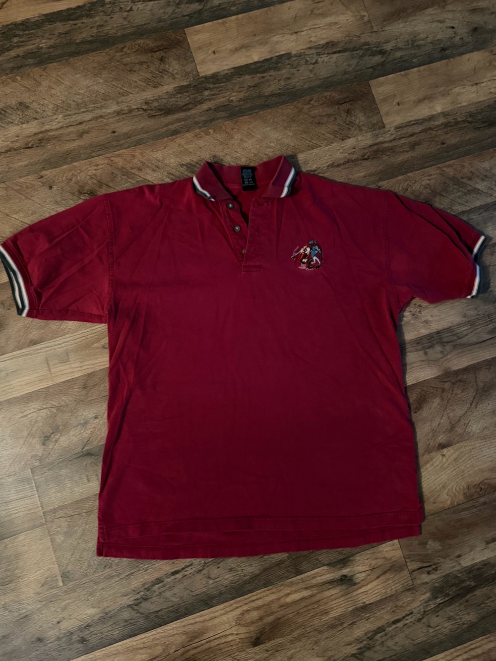 Warner Bros. Men's Red Polo with Contrast Trim